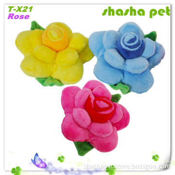 Factory wholesale Rose flower pet plush toys dog throw toys pet squeaker toys